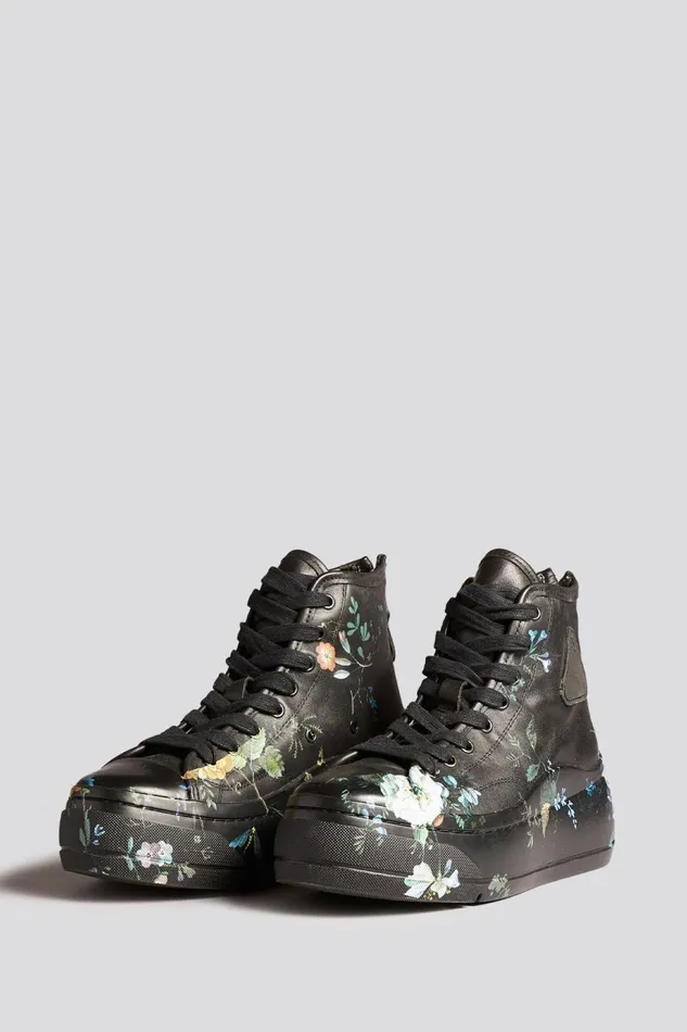 R13 Sale Women KURT HIGH TOP 8211 BLACKOUT FLORAL