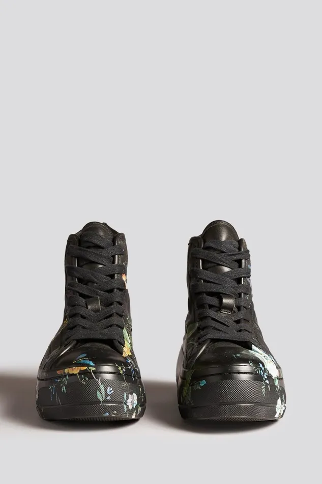 R13 Sale Women KURT HIGH TOP 8211 BLACKOUT FLORAL