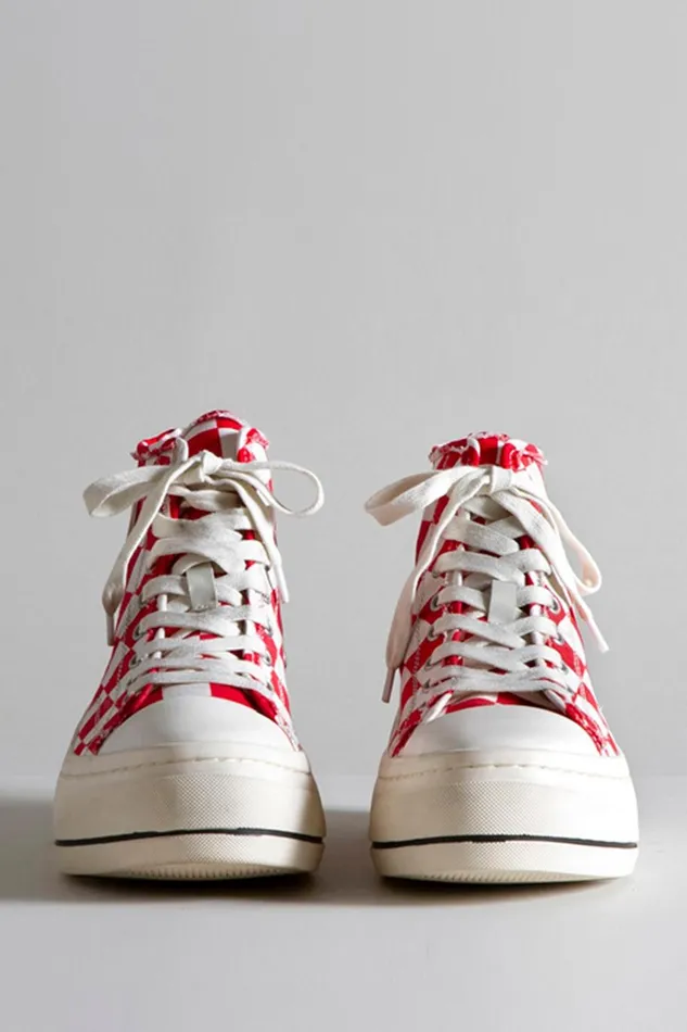 R13 Sale Women KURT HIGH TOP SNEAKER 8211 RED CHECKER