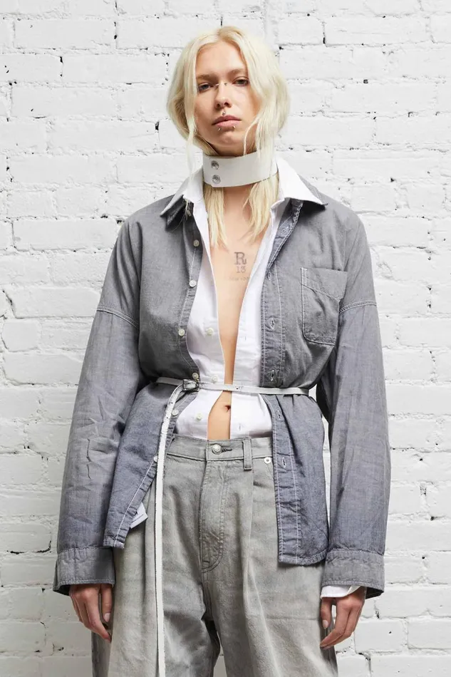 R13 Sale Women LONG SLEEVE BUTTONUP 8211 BLACK CHAMBRAY