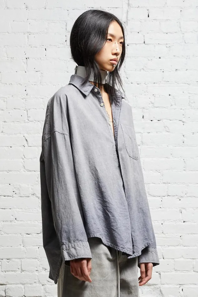 R13 Sale Women LONG SLEEVE BUTTONUP 8211 BLACK CHAMBRAY