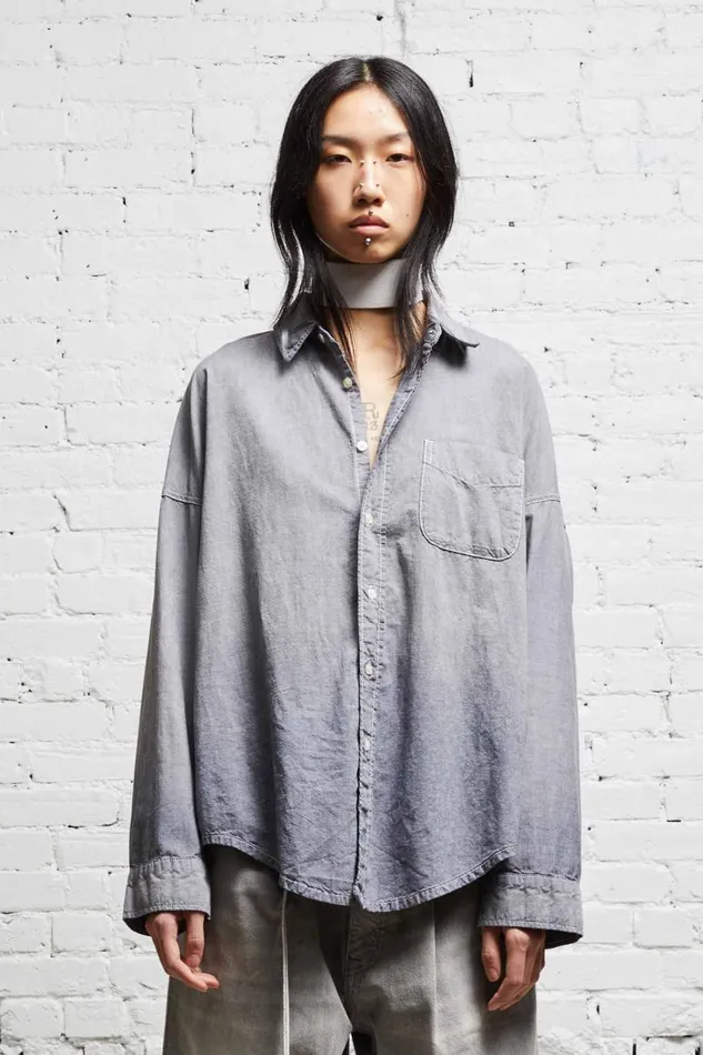 R13 Sale Women LONG SLEEVE BUTTONUP 8211 BLACK CHAMBRAY