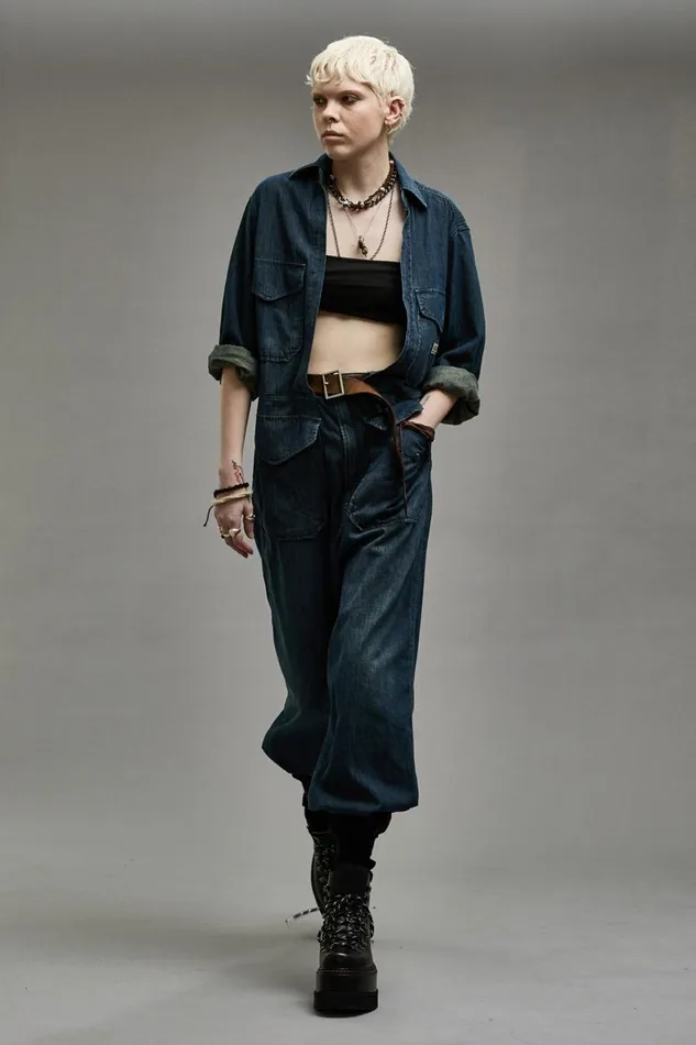 R13 Sale Women OPEN FRONT COVERALL 8211 CARMEN INDIGO