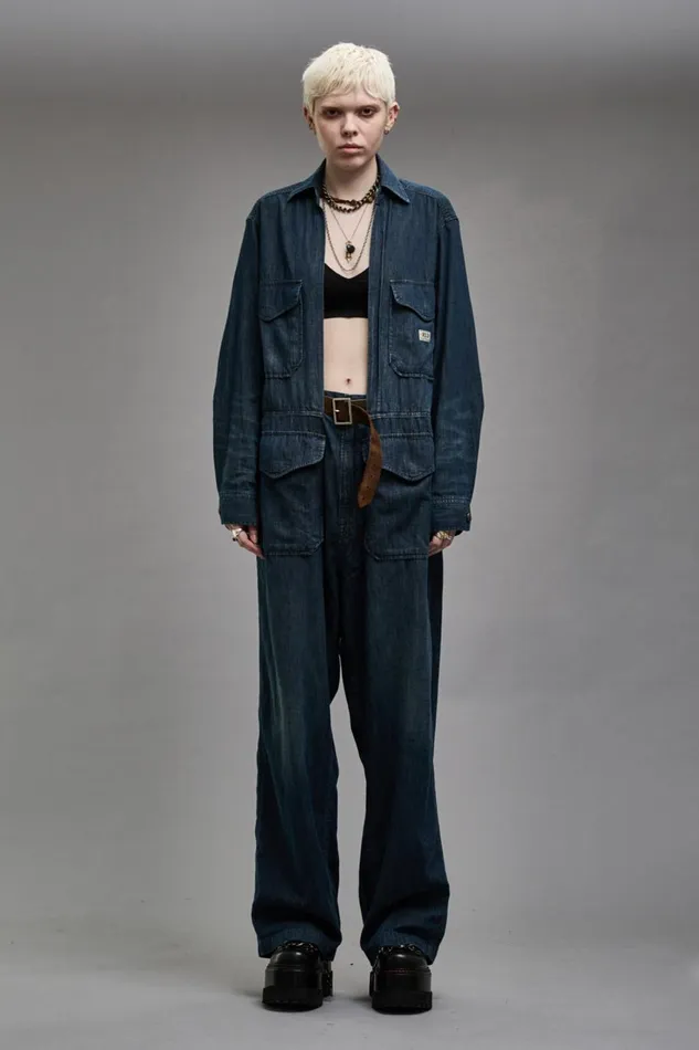 R13 Sale Women OPEN FRONT COVERALL 8211 CARMEN INDIGO