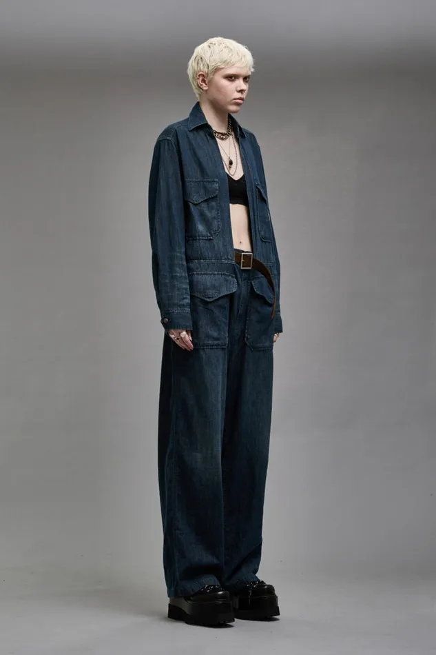 R13 Sale Women OPEN FRONT COVERALL 8211 CARMEN INDIGO