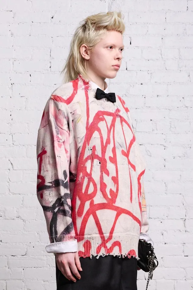 R13 Sale Women OVERSIZED SWEATER 8211 GRUNGE MURAL