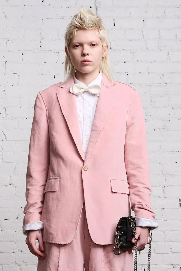 R13 Sale Women RAW CUT SHRUNKEN BLAZER 8211 PINK VELVET