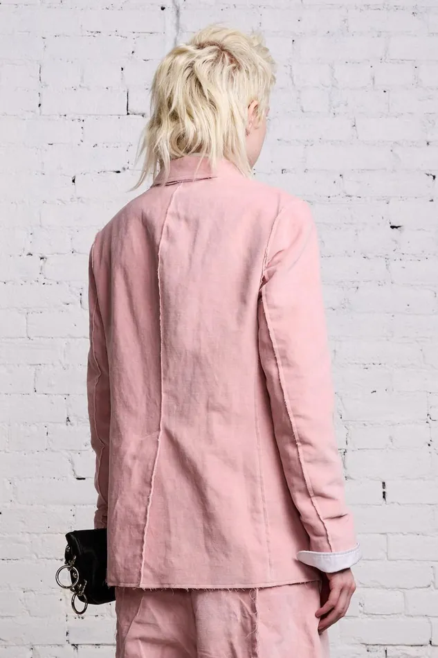 R13 Sale Women RAW CUT SHRUNKEN BLAZER 8211 PINK VELVET