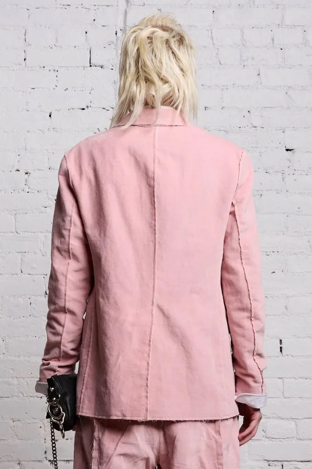 R13 Sale Women RAW CUT SHRUNKEN BLAZER 8211 PINK VELVET