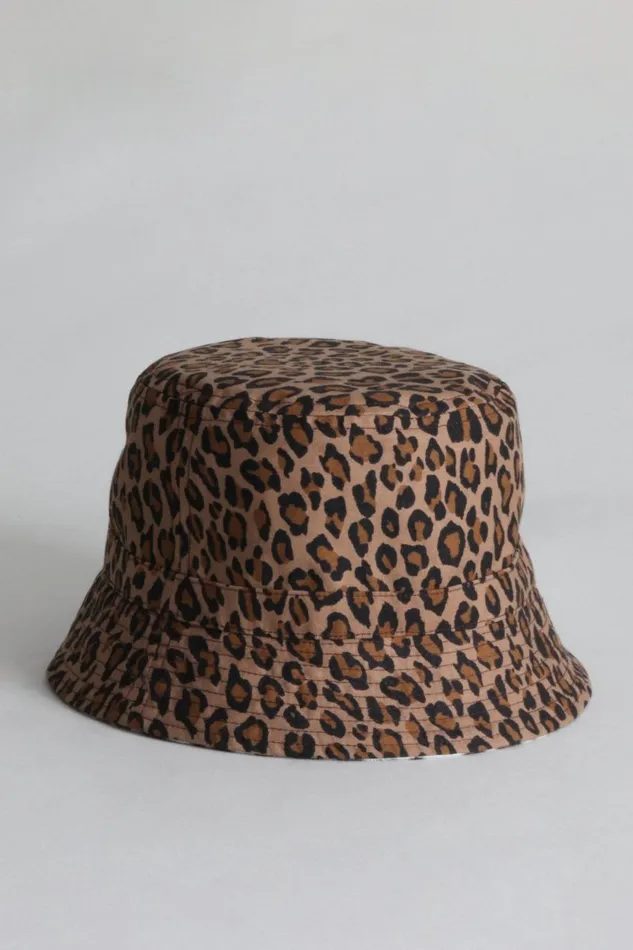 R13 Sale Women Reversible Bucket Hat 8211 Pale Blue Tiger With Leopard