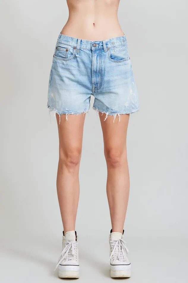 R13 Sale Women Ros Baggy Short 8211 Stevie Blue Denim