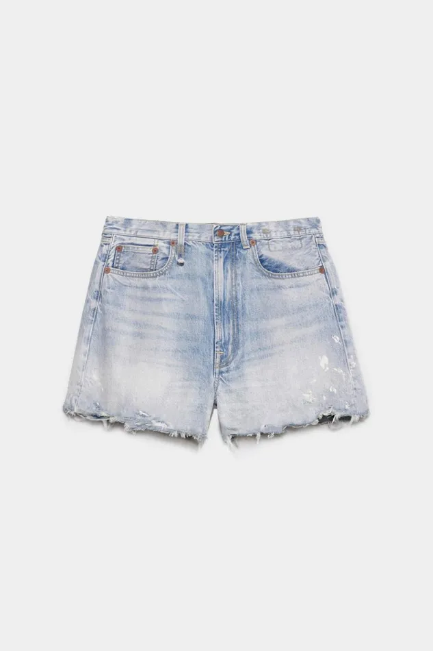 R13 Sale Women Ros Baggy Short 8211 Stevie Blue Denim