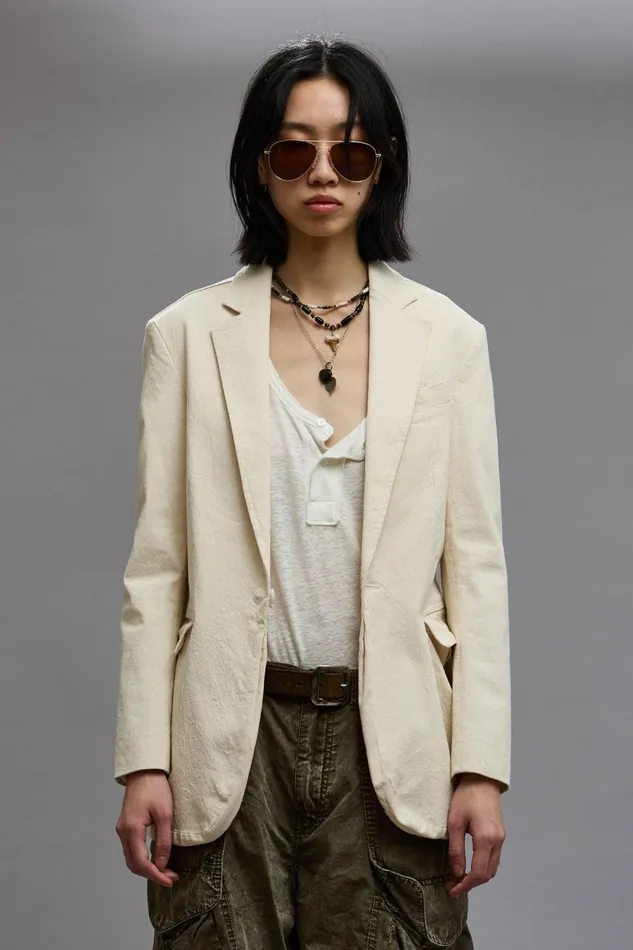 R13 Sale Women SHRUNKEN BELLOW POCKET BLAZER 8211 NATURAL