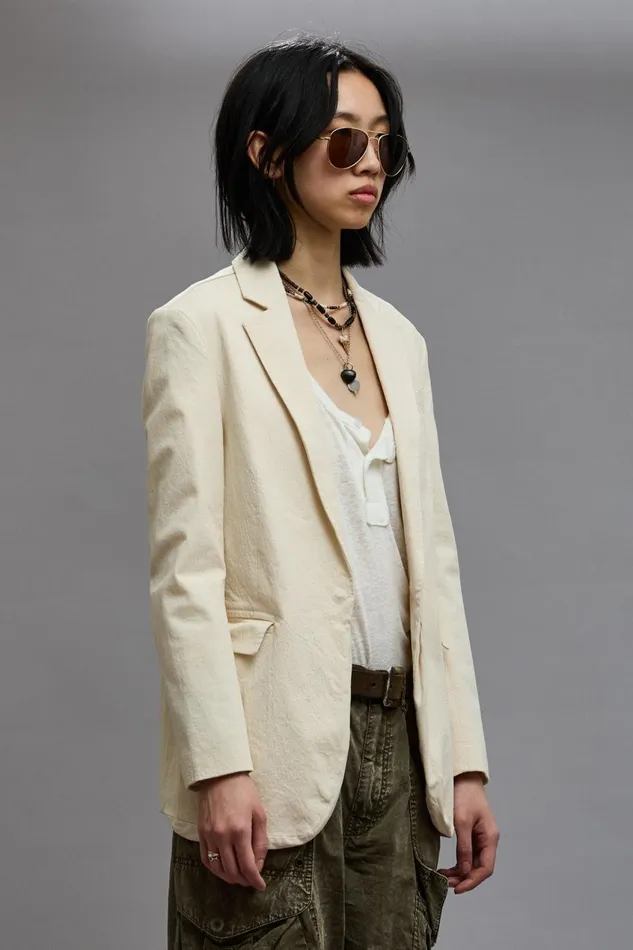R13 Sale Women SHRUNKEN BELLOW POCKET BLAZER 8211 NATURAL