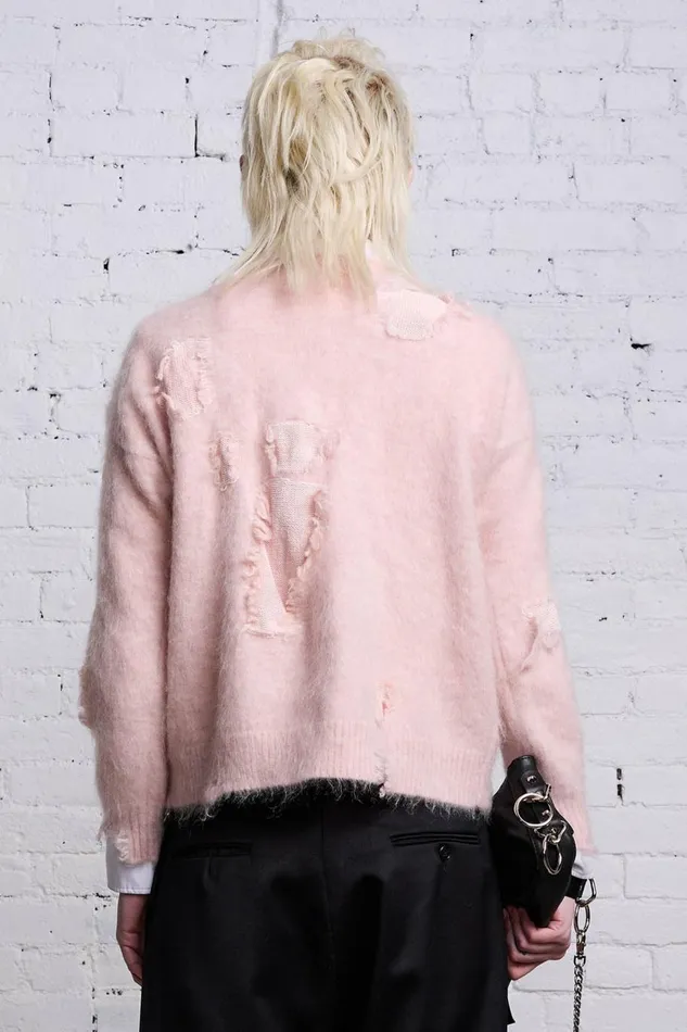R13 Sale Women SHRUNKEN DECONSTRUCTED CREWNECK 8211 LIGHT PINK