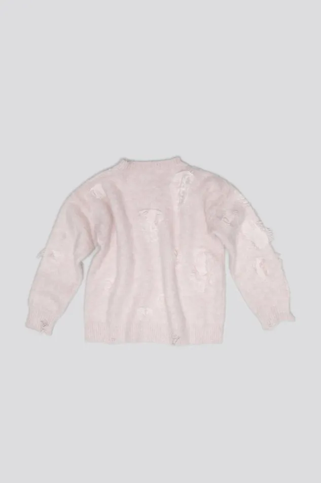 R13 Sale Women SHRUNKEN DECONSTRUCTED CREWNECK 8211 LIGHT PINK