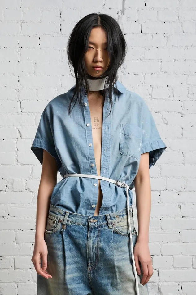 R13 Sale Women SLEEVELESS BUTTONUP 8211 BLUE CHAMBRAY