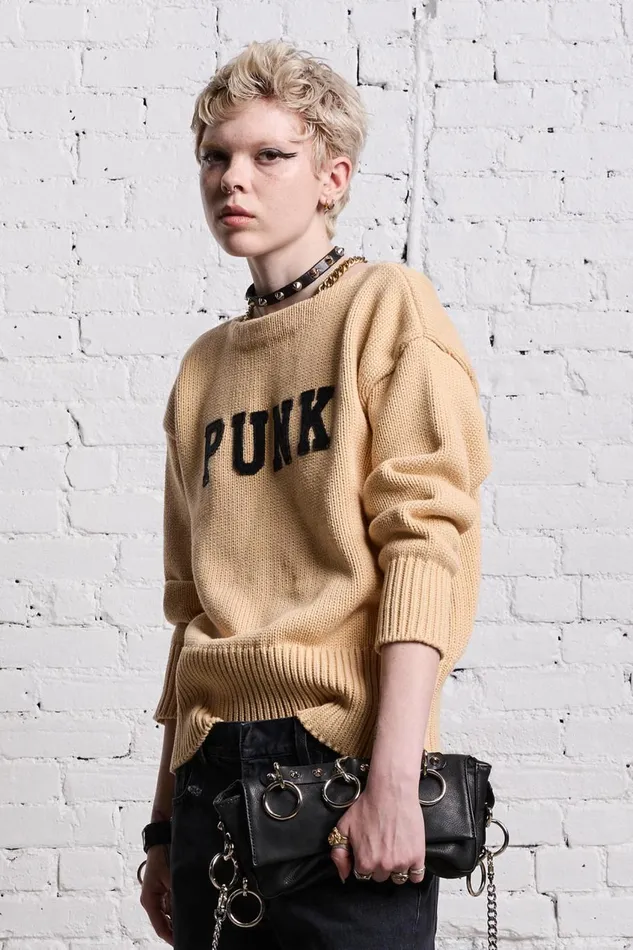 R13 Sweaters Women SHRUNKEN PUNK SWEATER 8211 VINTAGE BEIGE