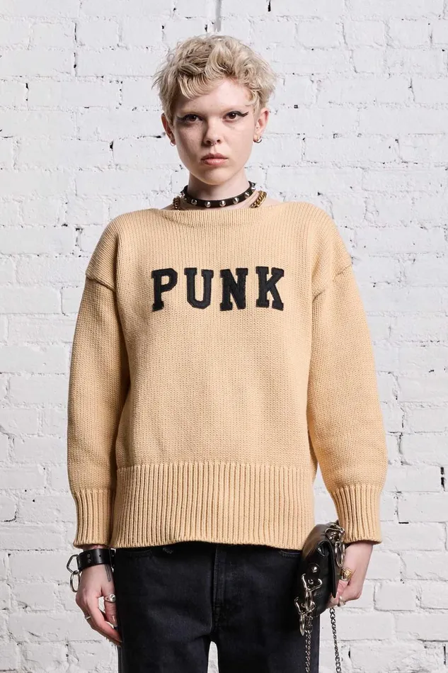 R13 Sweaters Women SHRUNKEN PUNK SWEATER 8211 VINTAGE BEIGE