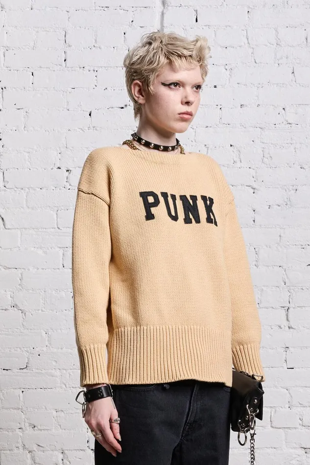 R13 Sweaters Women SHRUNKEN PUNK SWEATER 8211 VINTAGE BEIGE