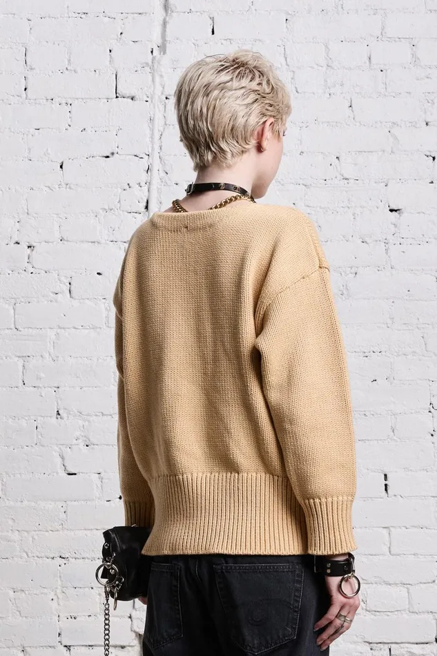 R13 Sweaters Women SHRUNKEN PUNK SWEATER 8211 VINTAGE BEIGE