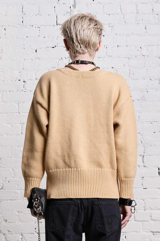 R13 Sweaters Women SHRUNKEN PUNK SWEATER 8211 VINTAGE BEIGE