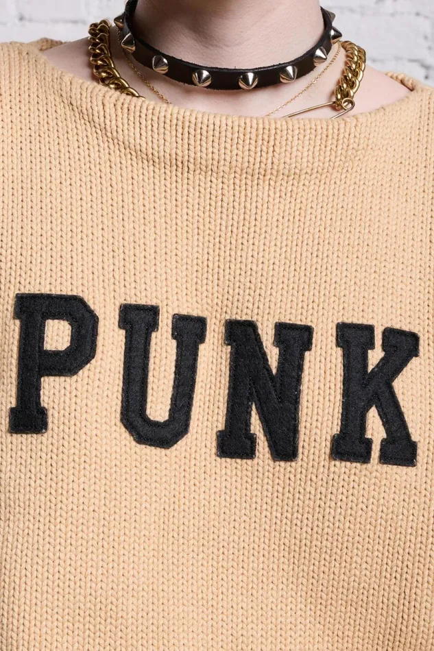 R13 Sweaters Women SHRUNKEN PUNK SWEATER 8211 VINTAGE BEIGE