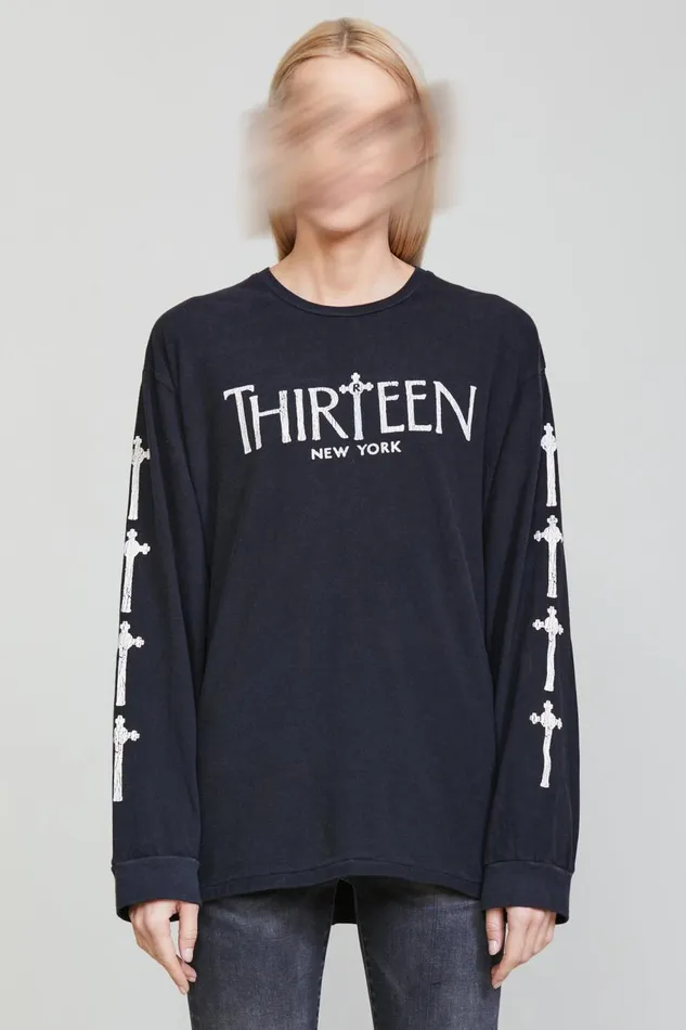 R13 TShirts Women R THIRTEEN GOTHIC LONG SLEEVE TEE 8211 BLACK