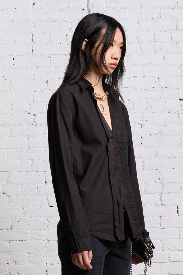 R13 Tops Women FOLDOUT SHIRT 8211 BLACK OVERDYE
