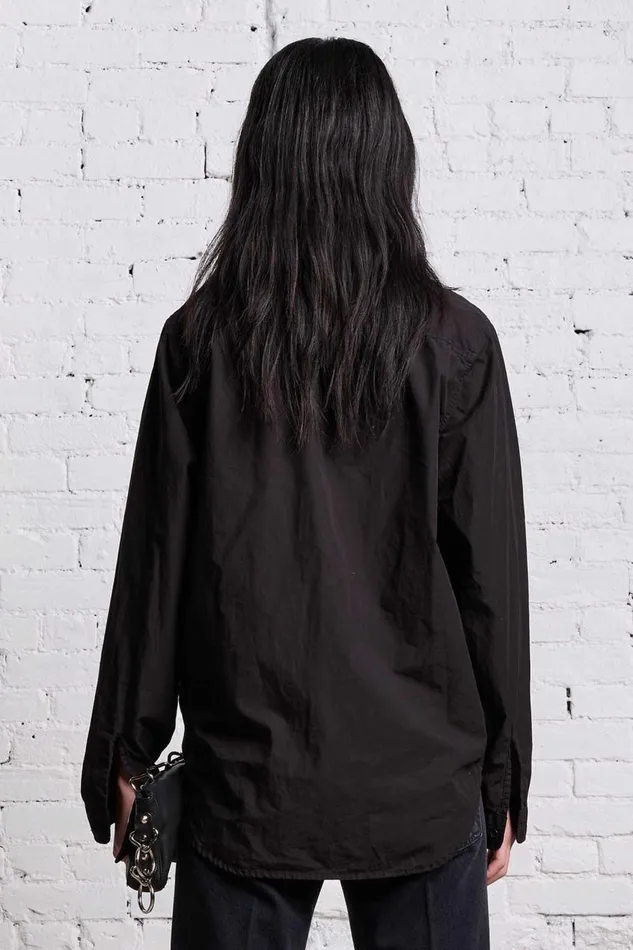 R13 Tops Women FOLDOUT SHIRT 8211 BLACK OVERDYE