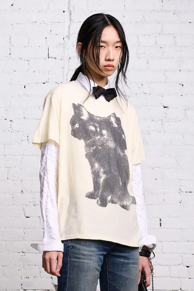 R13 Tops Women TRIPLE CAT BOY T 8211 ECRU