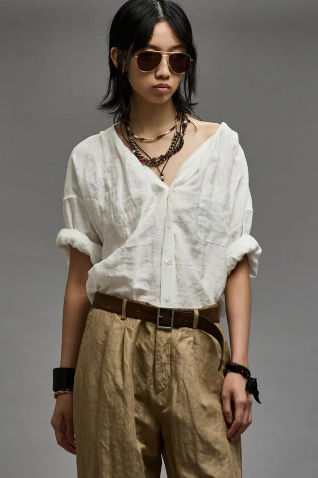 R13 Tops Women TWISTED NECK SHIRT 8211 WHITE