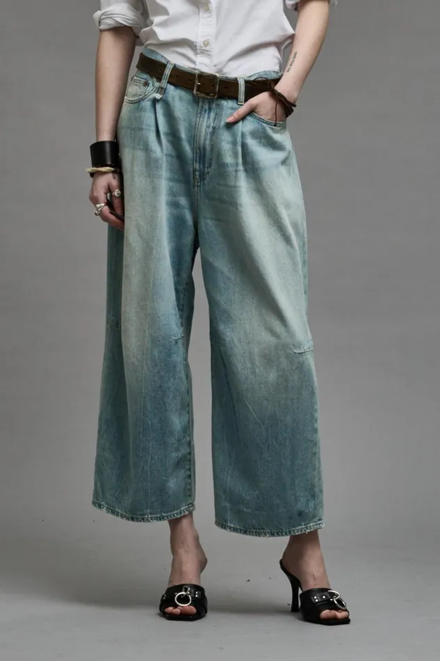 R13 Wide Leg Women CROPPED WIDE LEG JEAN 8211 TONI BLUE