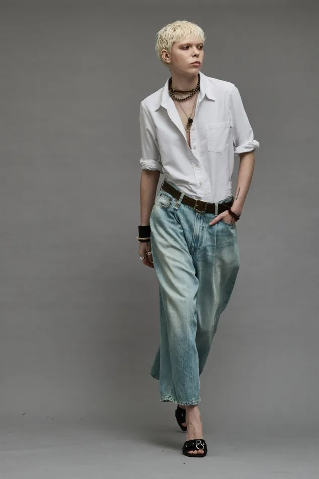 R13 Wide Leg Women CROPPED WIDE LEG JEAN 8211 TONI BLUE