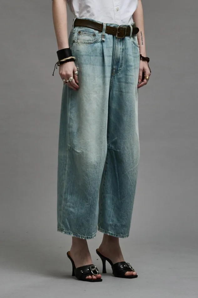 R13 Wide Leg Women CROPPED WIDE LEG JEAN 8211 TONI BLUE