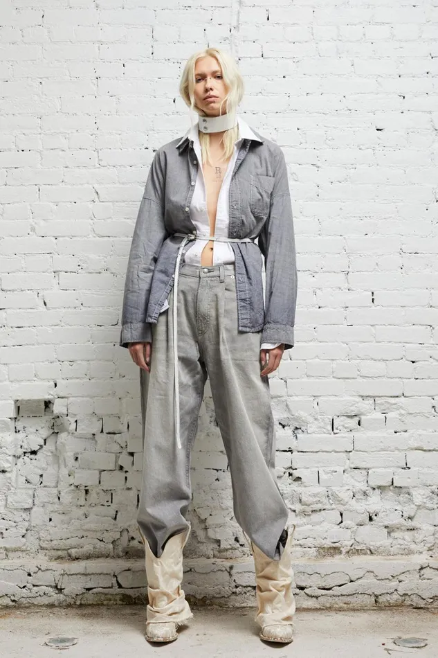 R13 Wide Leg Women DAMON PLEATED WIDE LEG 8211 WADE GREY