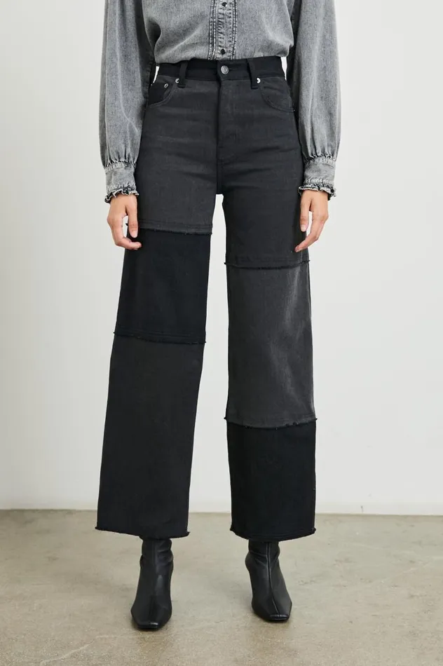Rails Denim Women GETTY CROP WIDE LEG Black Patchwork