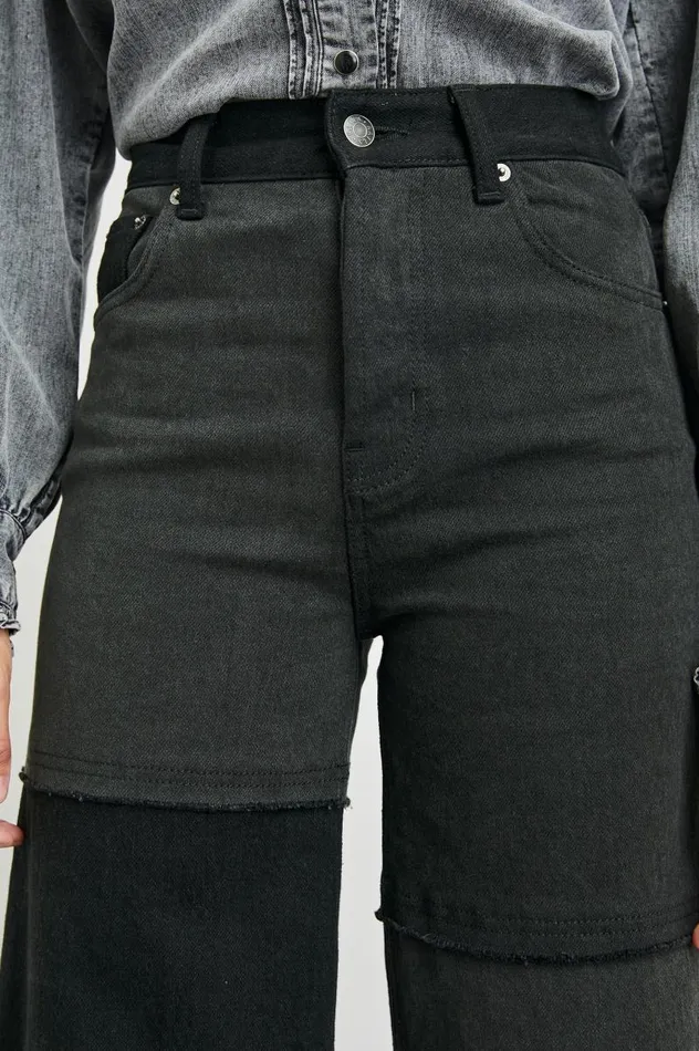 Rails Denim Women GETTY CROP WIDE LEG Black Patchwork