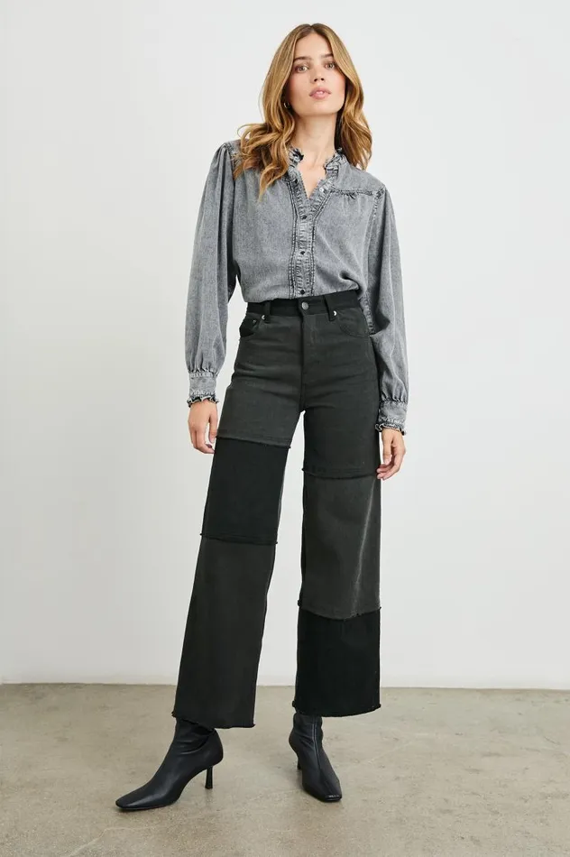 Rails Denim Women GETTY CROP WIDE LEG Black Patchwork
