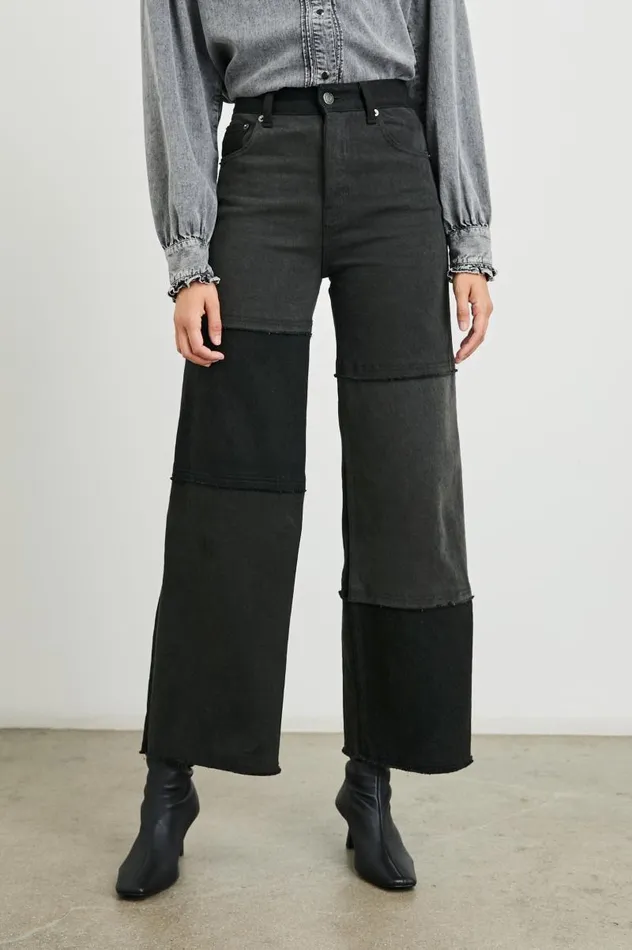 Rails Denim Women GETTY CROP WIDE LEG Black Patchwork