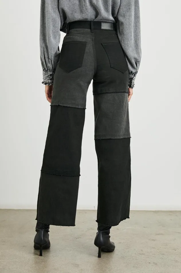 Rails Denim Women GETTY CROP WIDE LEG Black Patchwork