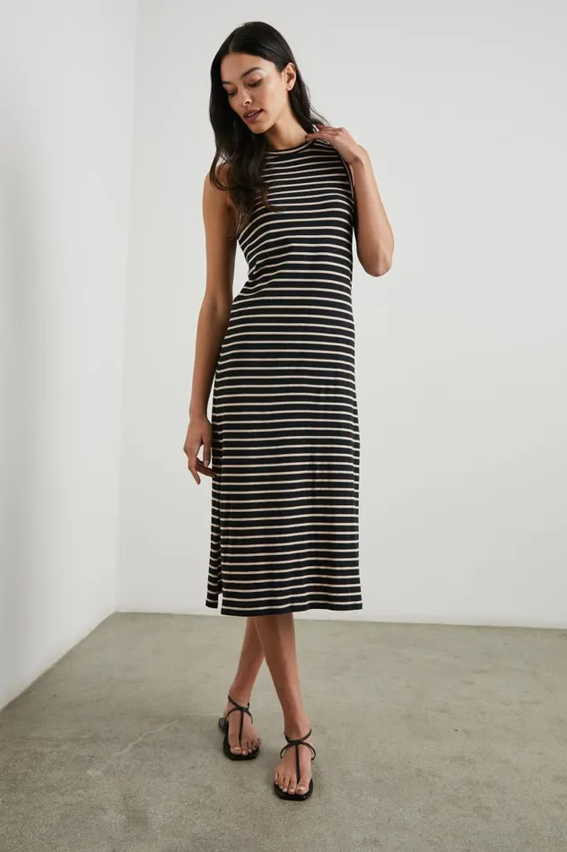 Rails Dresses and Rompers Women TANK DRESS Black Ivory Stripe