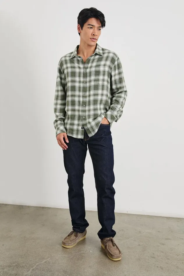 Rails Shirts Men LENNOX SHIRT Deep Meadow White