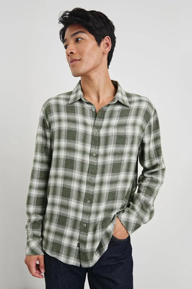 Rails Shirts Men LENNOX SHIRT Deep Meadow White