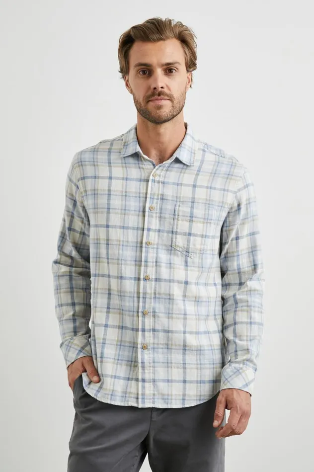 Rails Shirts Men WYATT SHIRT Oat Denim Heather