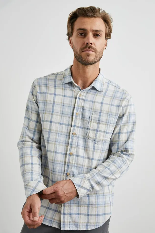 Rails Shirts Men WYATT SHIRT Oat Denim Heather