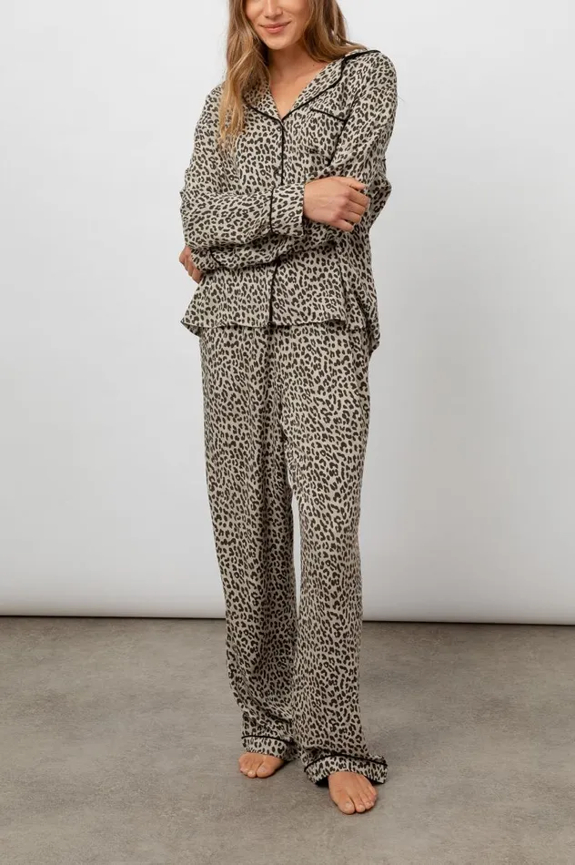 Rails Sleepwear and Lounge Women CLARA PAJAMA SET Black Cheetah Spots