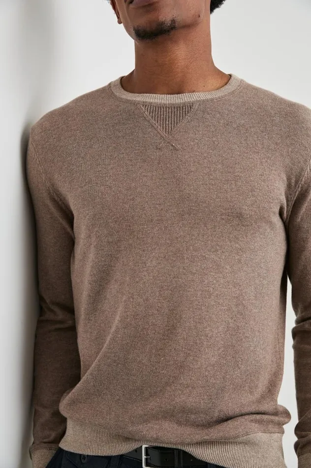 Rails Sweaters Men BURNS SWEATER Mocha Heather