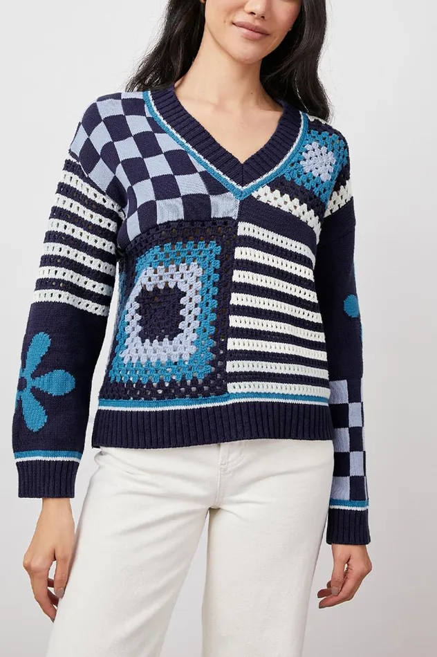 Rails Sweaters Women JONI SWEATER Blue Patchwork