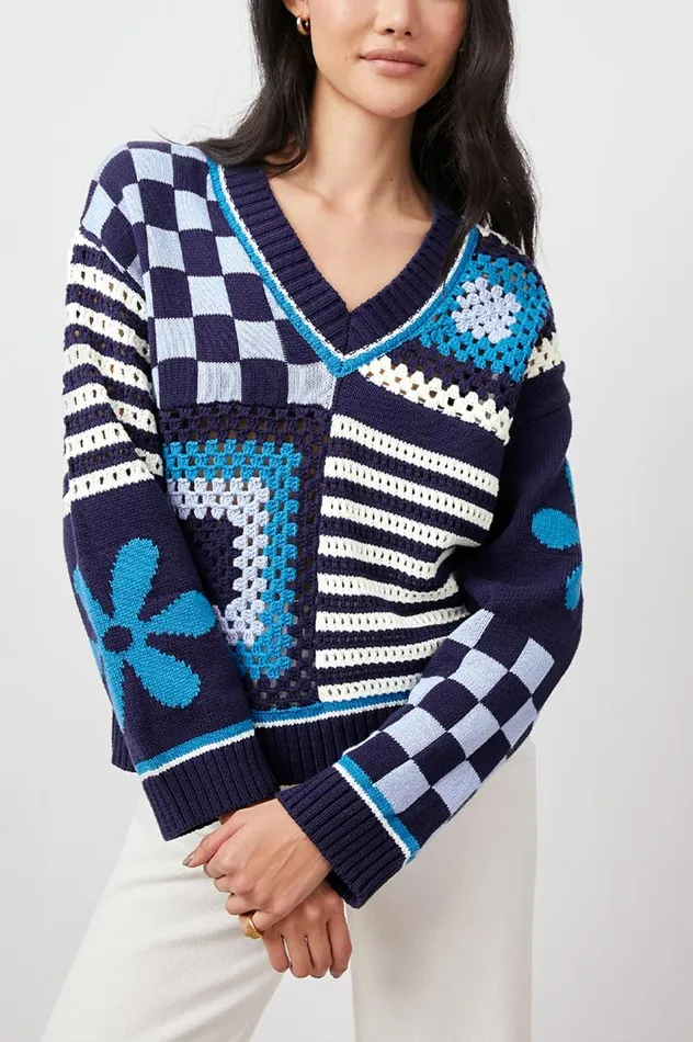 Rails Sweaters Women JONI SWEATER Blue Patchwork